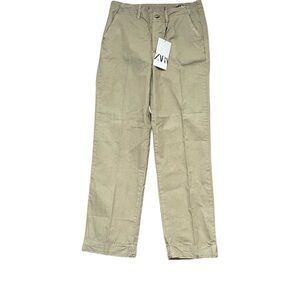 NWT Zara Women’s Straight Leg Wide Leg High Rise Khaki Chinos Pants SIZE 0